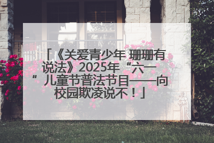 《关爱青少年 珊珊有说法》2025年“六一”儿童节普法节目——向校园欺凌说不！