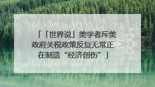 「世界说」美学者斥美政府关税政策反复无常正在制造“经济创伤”