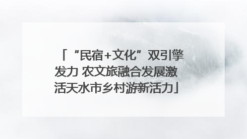 “民宿+文化”双引擎发力 农文旅融合发展激活天水市乡村游新活力