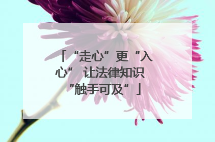 “走心”更“入心” 让法律知识 “触手可及”
