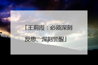 王莉霞：必须深刻反思、深刻警醒
