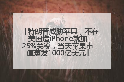 特朗普威胁苹果，不在美国造iPhone就加25%关税，当天苹果市值蒸发1000亿美元