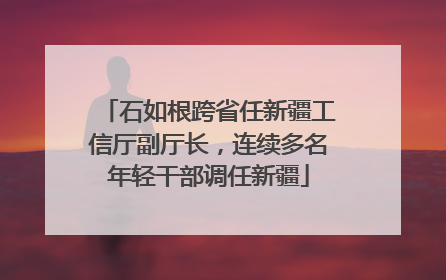 石如根跨省任新疆工信厅副厅长，连续多名年轻干部调任新疆
