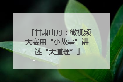 甘肃山丹：微视频大赛用“小故事”讲述“大道理”