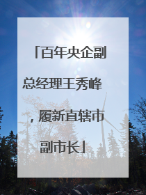 百年央企副总经理王秀峰，履新直辖市副市长