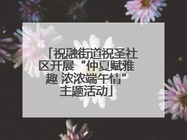 祝融街道祝圣社区开展“仲夏赋雅趣 浓浓端午情”主题活动