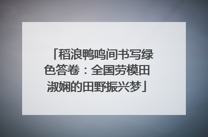 稻浪鸭鸣间书写绿色答卷：全国劳模田淑娴的田野振兴梦