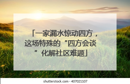 一家漏水惊动四方，这场特殊的“四方会谈”化解社区难题