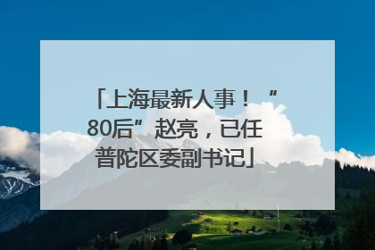 上海最新人事！“80后”赵亮，已任普陀区委副书记