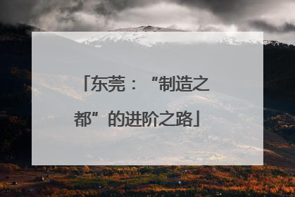 东莞：“制造之都”的进阶之路