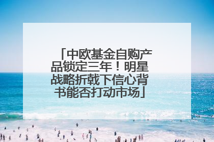 中欧基金自购产品锁定三年！明星战略折戟下信心背书能否打动市场