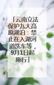 云南立法保护九大高原湖泊：禁止在入湖河道洗车等，9月1日起施行