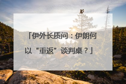 伊外长质问：伊朗何以“重返”谈判桌？