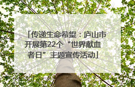 传递生命希望：庐山市开展第22个“世界献血者日”主题宣传活动