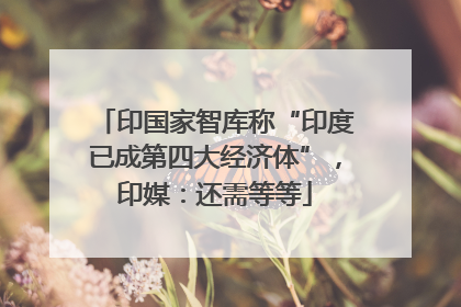 印国家智库称“印度已成第四大经济体”，印媒：还需等等