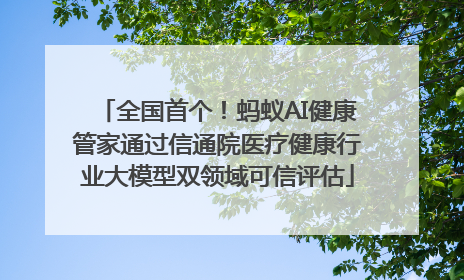 全国首个！蚂蚁AI健康管家通过信通院医疗健康行业大模型双领域可信评估