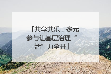 共学共乐，多元参与让基层治理“活”力全开