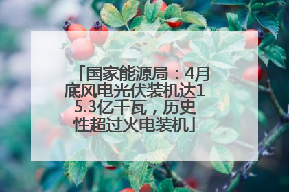 国家能源局：4月底风电光伏装机达15.3亿千瓦，历史性超过火电装机