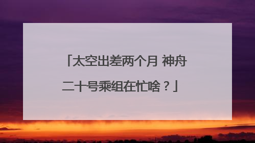 太空出差两个月 神舟二十号乘组在忙啥？