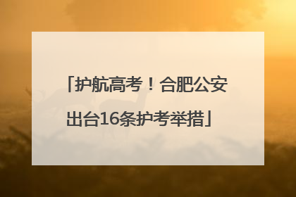 护航高考！合肥公安出台16条护考举措