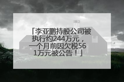 李亚鹏持股公司被执行约244万元，一个月前因欠税561万元被公告！