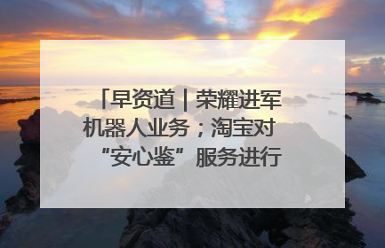 早资道｜荣耀进军机器人业务；淘宝对“安心鉴”服务进行逐步下线调整
