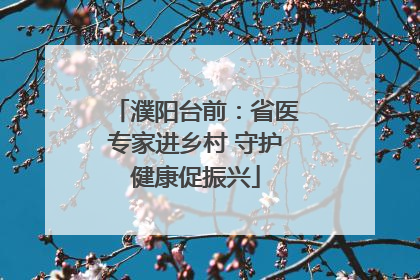 濮阳台前：省医专家进乡村 守护健康促振兴