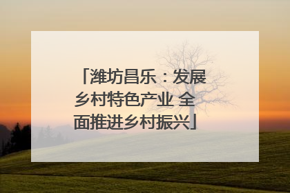 潍坊昌乐：发展乡村特色产业 全面推进乡村振兴