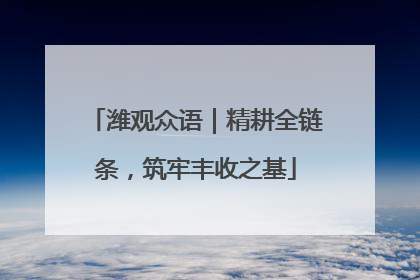 潍观众语｜精耕全链条，筑牢丰收之基