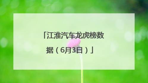 江淮汽车龙虎榜数据（6月3日）
