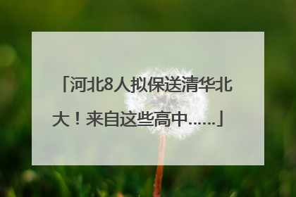 河北8人拟保送清华北大！来自这些高中……