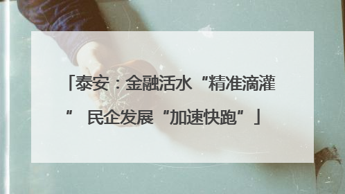 泰安：金融活水“精准滴灌” 民企发展“加速快跑”