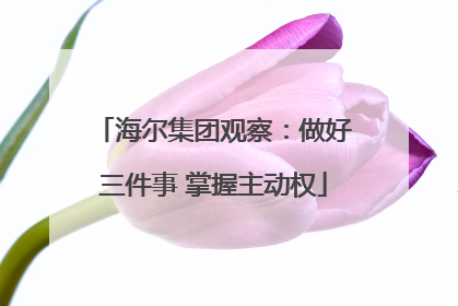 海尔集团观察：做好三件事 掌握主动权