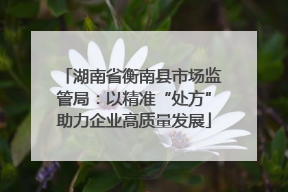 湖南省衡南县市场监管局：以精准“处方”助力企业高质量发展
