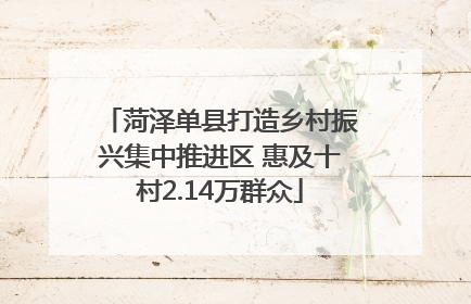 菏泽单县打造乡村振兴集中推进区 惠及十村2.14万群众
