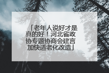 老年人说好才是真的好！河北省政协专题协商会建言加快适老化改造