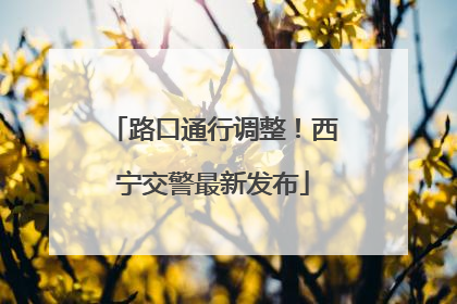 路口通行调整！西宁交警最新发布