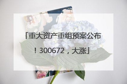 重大资产重组预案公布！300672，大涨
