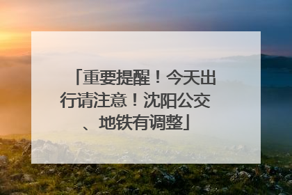 重要提醒！今天出行请注意！沈阳公交、地铁有调整
