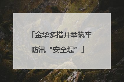 金华多措并举筑牢防汛“安全堤”