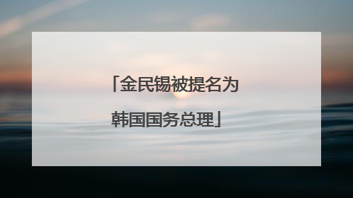 金民锡被提名为韩国国务总理