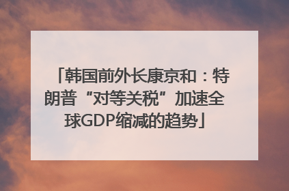 韩国前外长康京和：特朗普“对等关税”加速全球GDP缩减的趋势