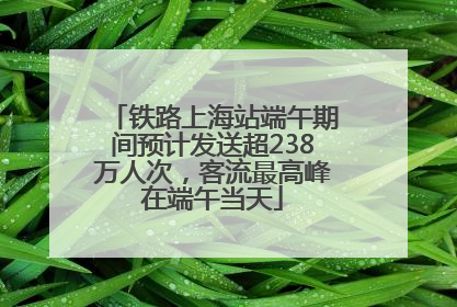 铁路上海站端午期间预计发送超238万人次，客流最高峰在端午当天
