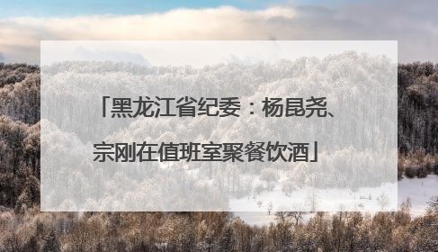 黑龙江省纪委：杨昆尧、宗刚在值班室聚餐饮酒